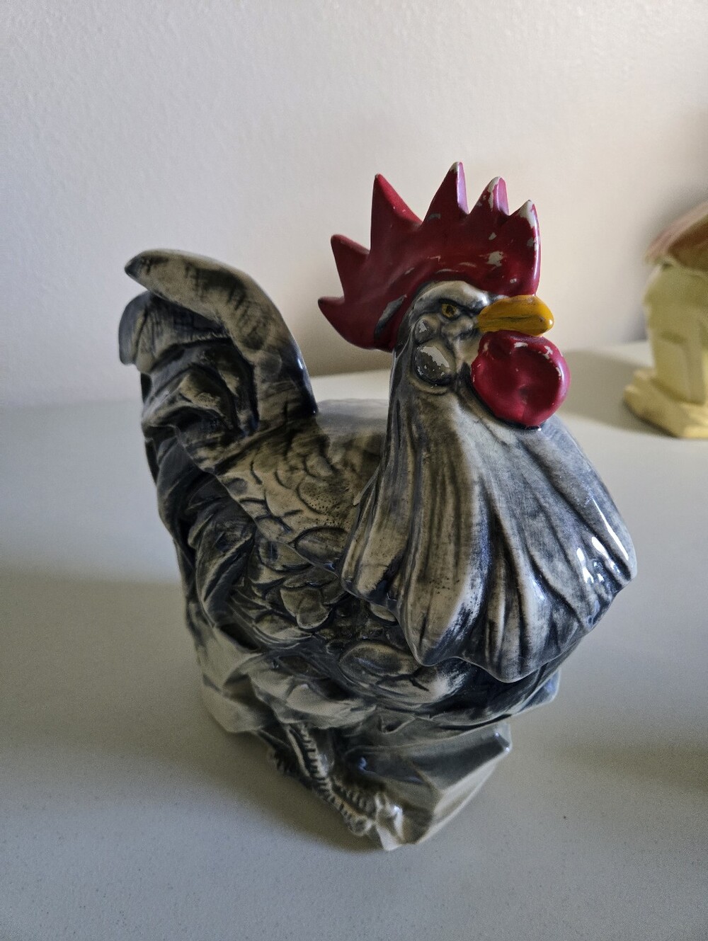 Vintage 1950s McCoy Gray And White Rooster Cookie Jar-Cope Design